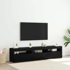  TV szekrény 2 db Fekete tölgy Szerelt Fa bútor