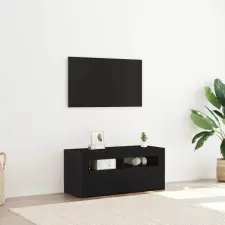  TV szekrény 90 x 35 x 40 cm Fekete tölgy Szerelt Fa bútor
