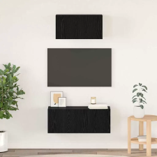  TV szekrény garnitúra 2 pcs Fekete tölgy Faanyag bútor