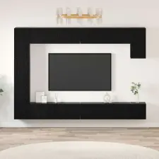  TV szekrény garnitúra 9 pcs Fekete tölgy Faanyag bútor