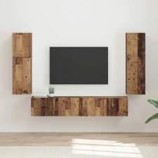  TV szekrény garnitúra Falra szerelhető 4 pcs Öreg fa Faanyag bútor