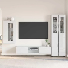  TV szekrény garnitúra FLORIN 3 pcs Magas Fényű Fehér Faanyag bútor