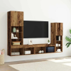  TV szekrény LED -es lámpákkal 4 pcs Régi fa Faanyag