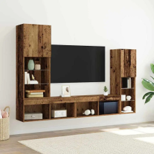  TV szekrény LED -es lámpákkal 4 pcs Régi fa Faanyag bútor