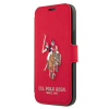 U.S. POLO ASSN. US Polo USFLBKP12SPUGFLRE iPhone 12 mini 5,4" piros könyvtok Polo Embroidery Collection