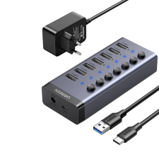 uGreen 7 az 1-ben adapter Hub USB-C 7x USB-A 3.0 12V 2A fekete (90307) (UG90307) hub és switch