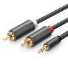 uGreen AV102 2x RCA Cinch- jack 3,5 mm kábel 2m fekete (10510) (UG10510)