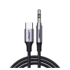 uGreen AV143 audió kábel (3.5mm jack - Type-C, 100cm, cipőfűző minta) SZÜRKE