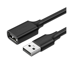 Ugreen US103 USB-A 2.0 hosszabbító kábel, 2m, fekete kábel és adapter