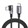 uGreen US255 USB-C és szögletes USB 2.0 CM/M kerek kábel Alumínium héj nikkelezés 0.5m szürke fekete