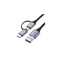 uGreen USB-A to MicroUSB/USB-C male/male Cable 1m Black UGREEN30875 kábel és adapter