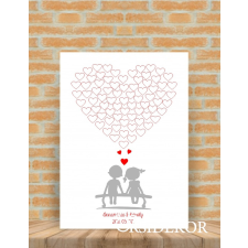  Ujjlenyomat fa szerelmesek a padon - esküvői vendégkönyv dekorációs kellék