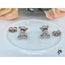  Ülő maci antiallergén bedugós fülbevaló rodium fülbevaló