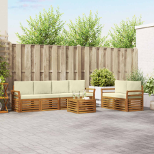  Ülőgarnitúrák 7 pcs Természetes és krémszínű Tömör Akácfa bútor