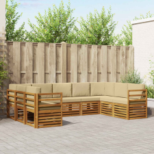  Ülőgarnitúrák párnával 9 pcs Természetes és bézs Tömör Akácfa bútor