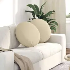  Ülőpárnák 2 pcs Krém Ø50 x 19 cm szövet lakástextília