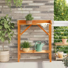  Ültetőasztal polcokkal Barna 75 x 40 x 90 cm Tömör fenyőfa kerti dekoráció