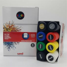 UNI Dekormarker, 15 mm, vágott, UNI "Posca PC-17K, 8 különböző szín filctoll, marker