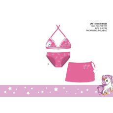  Unikornis fürdőruha szett kislányoknak - bikini háromszög felsőrésszel+szoknya - rózsaszín - 116