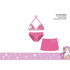  Unikornis fürdőruha szett kislányoknak - bikini háromszög felsőrésszel+szoknya - rózsaszín - 122