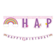 Unikornis Happy Birthday felirat rainbow 2m party kellék