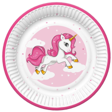 UNIKORNIS Pink Heart papírtányér 8 db-os 18 cm party kellék
