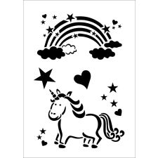  Unikornis stencil A4 dekorációs kellék
