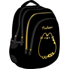 UNIPAP Pusheen cicás iskolatáska hátizsák gyerekeknek – fekete-arany, 42x31x22 cm iskolatáska