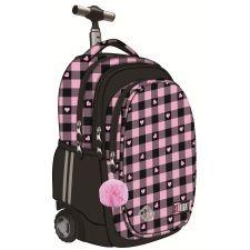 UNIPAP ST.Right Trolley hátizsák, Pink Checkered kollekció, TB01, szilikon kerekek, 44x32x25 cm iskolatáska