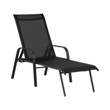 Uniprodo Napozóágy - fekete - acélváz - állítható háttámla kerti bútor