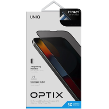 Uniq Apple iPhone 14 Pro, Kijelzővédő fólia, ütésálló fólia (az íves részre is!), Tempered Glass (edzett üveg), Uniq Optix Privacy, fekete mobiltelefon kellék