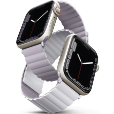 Uniq Apple Watch 1-6, SE (42 / 44 mm) / Watch 7-8 (45 mm) / Watch Ultra (49 mm), szilikon pótszíj, mágneses zár, kétszínű, két oldalas, megfordítható, Uniq Revix, lila/fehér okosóra kellék