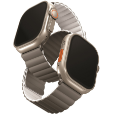 Uniq Apple Watch 1-6, SE (42 / 44 mm) / Watch 7-8 (45 mm) / Watch Ultra (49 mm), szilikon pótszíj, mágneses zár, kétszínű, két oldalas, megfordítható, Uniq Revix, szürke/fehér okosóra kellék