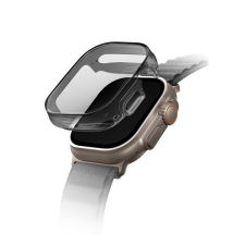 Uniq Garde Hybrid Apple Watch Ultra 49mm tok, tempered kijelző fóliával, fekete-átlátszó okosóra kellék