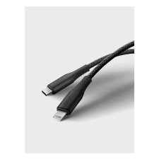 Uniq Helix Type-C - Lightning MFi adatkábel, 1,2m, fekete kábel és adapter