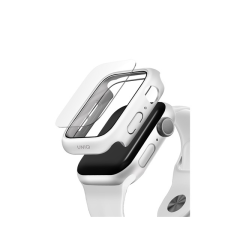 Uniq Nautic Apple Watch 44mm műanyag tok üvegfóliával, fehér okosóra kellék
