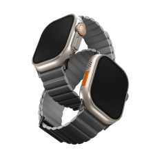 Uniq Revix Premium mágneses szilikon szíj Apple Watch 42/44/45/49mm, fekete/szürke okosóra kellék