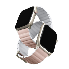 Uniq Revix Premium mágneses szilikon szíj Apple Watch 42/44/45/49mm, rózsaszín/fehér okosóra kellék