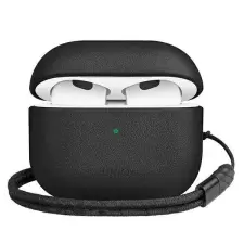 Uniq Tok Terra AirPods 3 gen. Valódi bőr fekete tok fülhallgató, fejhallgató tok