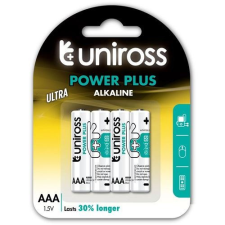 Uniross Power Plus LR03/4BP 1,5V AAA/mikró tartós alkáli elem 4db/cs (LR03-UALKAAAPP4) ceruzaelem