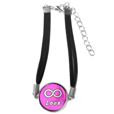  Uniszex állítható Love végtelen karkötő, pink háttérrel karkötő