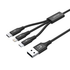 Unitek Prémium 3 az 1-ben Micro B / Type C / Lightning kábel 1.2m fekete (C14049BK) kábel és adapter