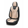  Univerzális autósüléshuzat-garnitúra, fekete ecobőr krémszínű szövettel, elöl-hátul