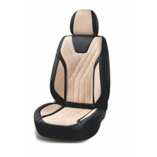  Univerzális autósüléshuzat-garnitúra, fekete ecobőr krémszínű szövettel, elöl-hátul gyerekülés huzat, betét