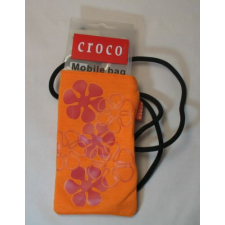 Univerzális Nyakpántos tok, álló Croco (8x13 cm), narancs - virágos tok és táska