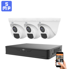 UNIVIEW 3 biztonsági dome kamerás kamerarendszer 5MP megfigyelő kamera
