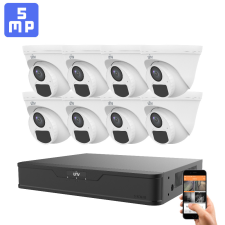 UNIVIEW 8 dome biztonsági kamerás 5MP kamerarendszer beépített mikrofonnal megfigyelő kamera