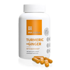 USA Medical Turmeric+Ginger, kurkuma (curcumin) és gyömbér kapszula 60 db vitamin és táplálékkiegészítő