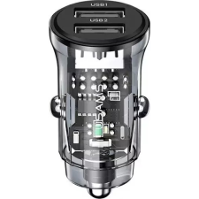 USAMS AUTÓS TÖLTŐ 2 USB ALJZAT 15W, PD GYORSTÖLTŐ (USA795) mobiltelefon kellék