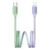 USAMS BICOLOR adatkábel (Type-C - lightning, 30W, PD gyorstöltő, 120cm) ZÖLD/LILA